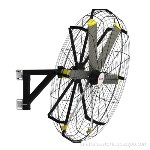 Rotating wall fan in workshop